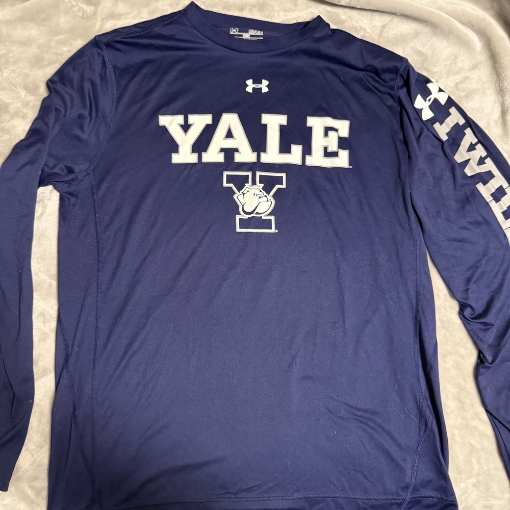 Under Armour Yale Bulldogs Long Sleeve HeatGear Performance Shirt Men's Med Blue - Picture 2 of 7